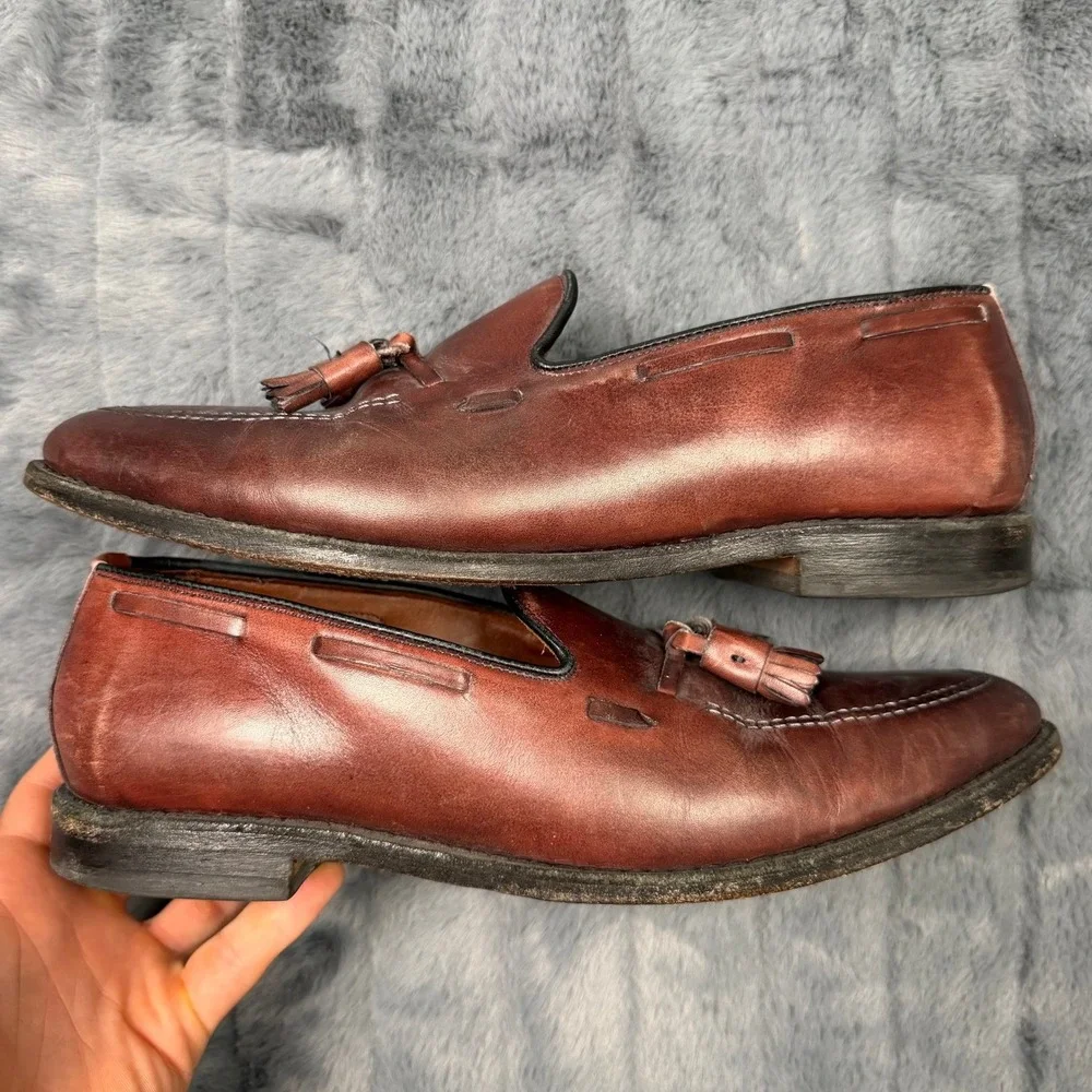 Allen Edmonds Grayson Tassel Loafers Mens 10.5 D Burgundy Leather Dress Shoes